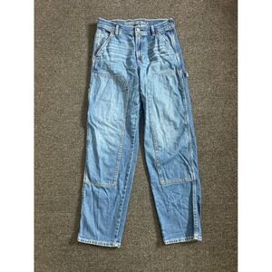 American Eagle Super High Rise Baggy Straight Carpenter Jeans Womens 4R Strigid
